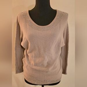 GNW Soft Beige Sweater wSilver Rhinestone Accents (Size Small)